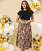 A-Line Flared Leopard Printed Chiffon Skirt